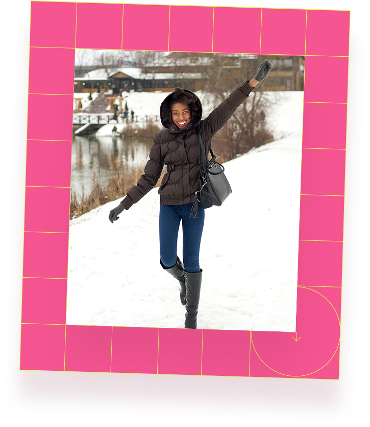 picture of Bridget Ikhalea smiling in a snowy background